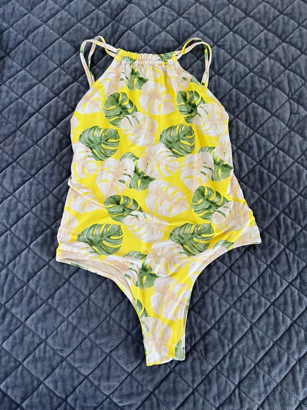 FARM Rio Yellow Tropical Leaf One-Piece Swimsuit